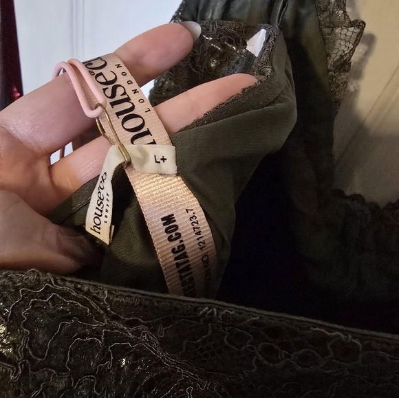 House of CB Isla Olive Metallic Lace Midi Dress Size L+ (XL) BNWT - Picture 9 of 9